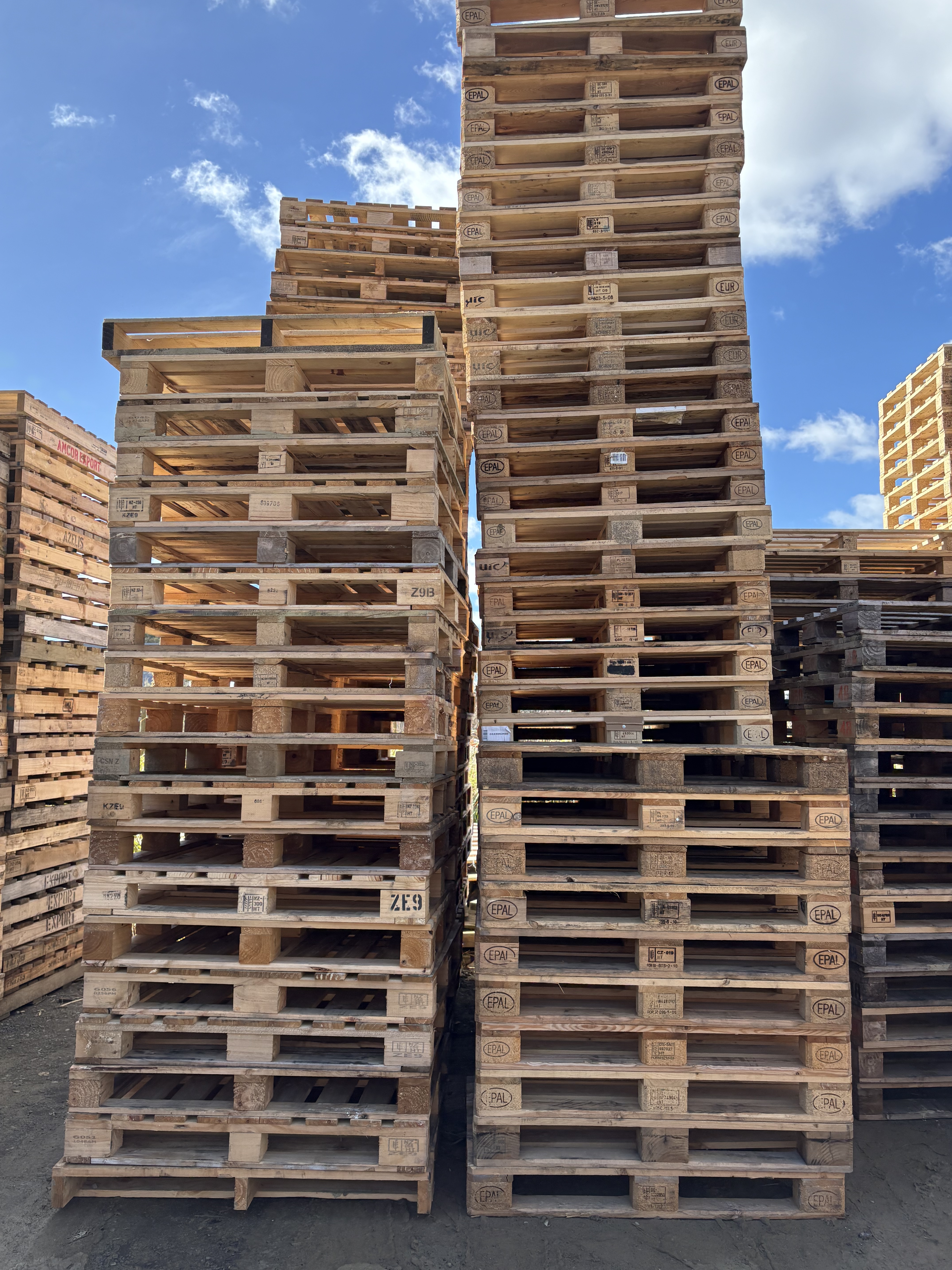 a photo of a stack of wooden pallets