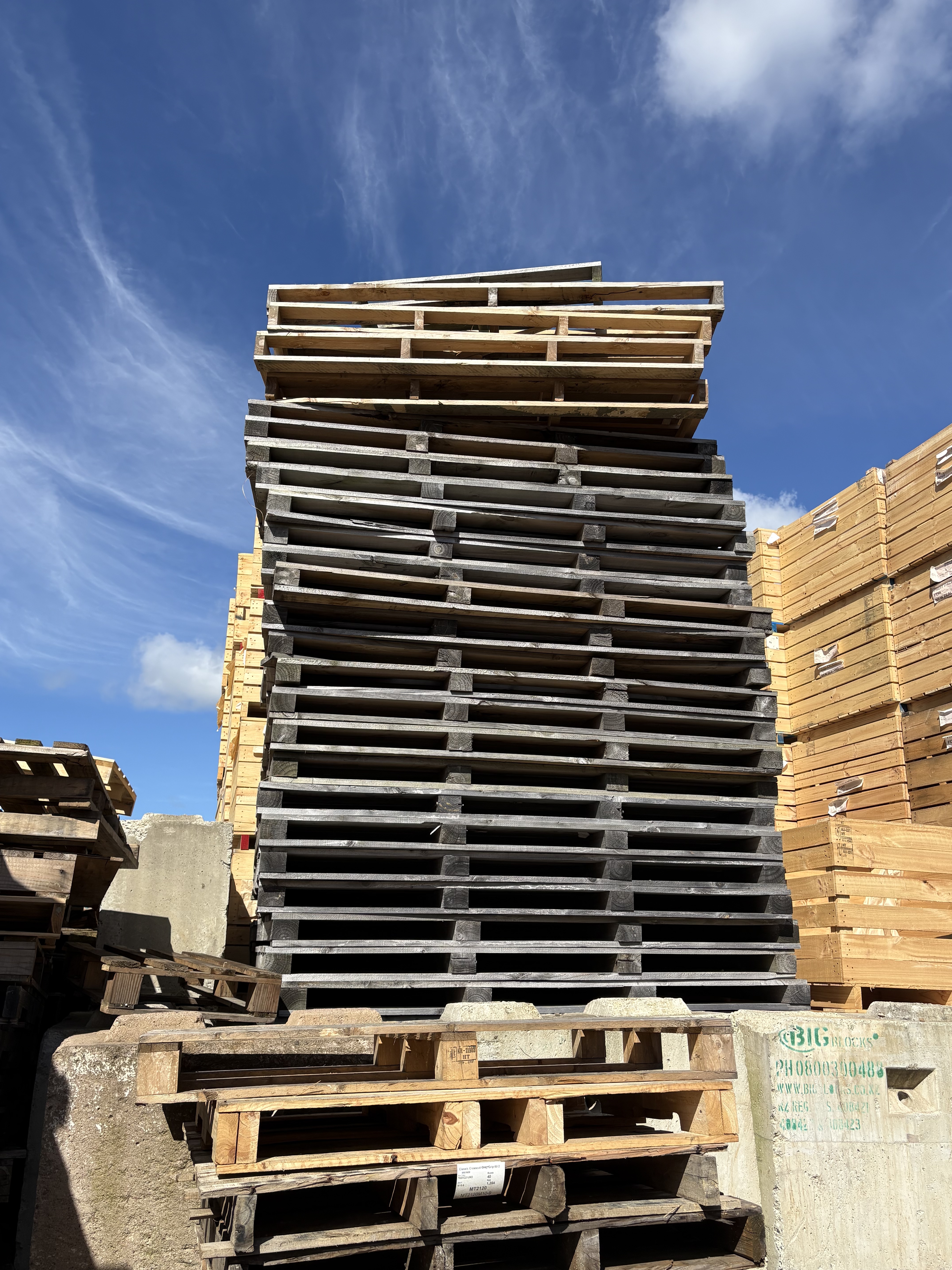 a photo of a stack of wooden pallets